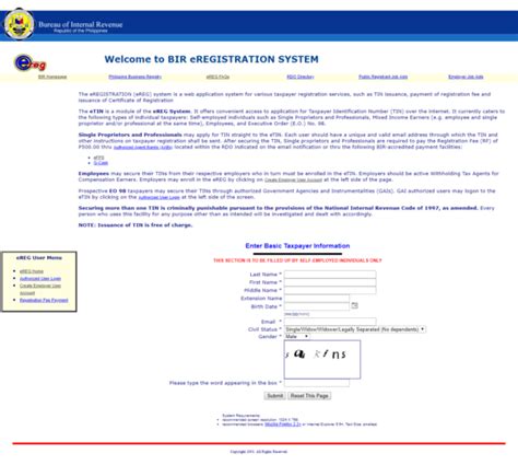 ereg bir eregistration|Online Application for Taxpayer Identification Number (TIN) of Local.